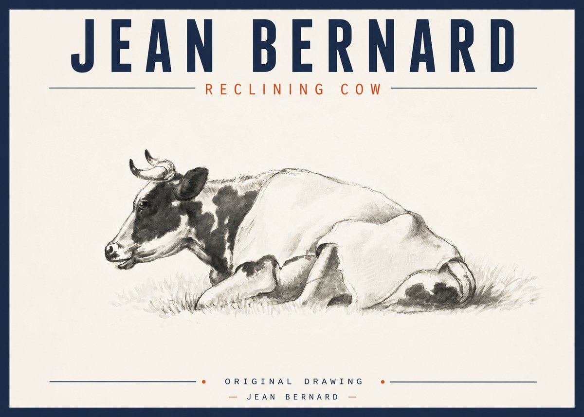 Jean Bernard Reclining Cow II No3 - Juliste