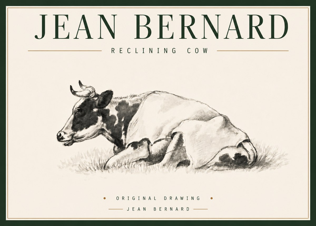 Jean Bernard Reclining Cow II No4 - Juliste