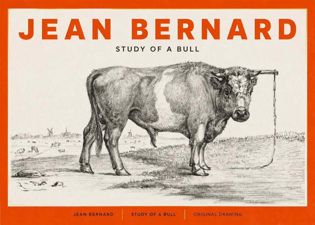 Jean Bernard Study of a Bull III No2 - Juliste