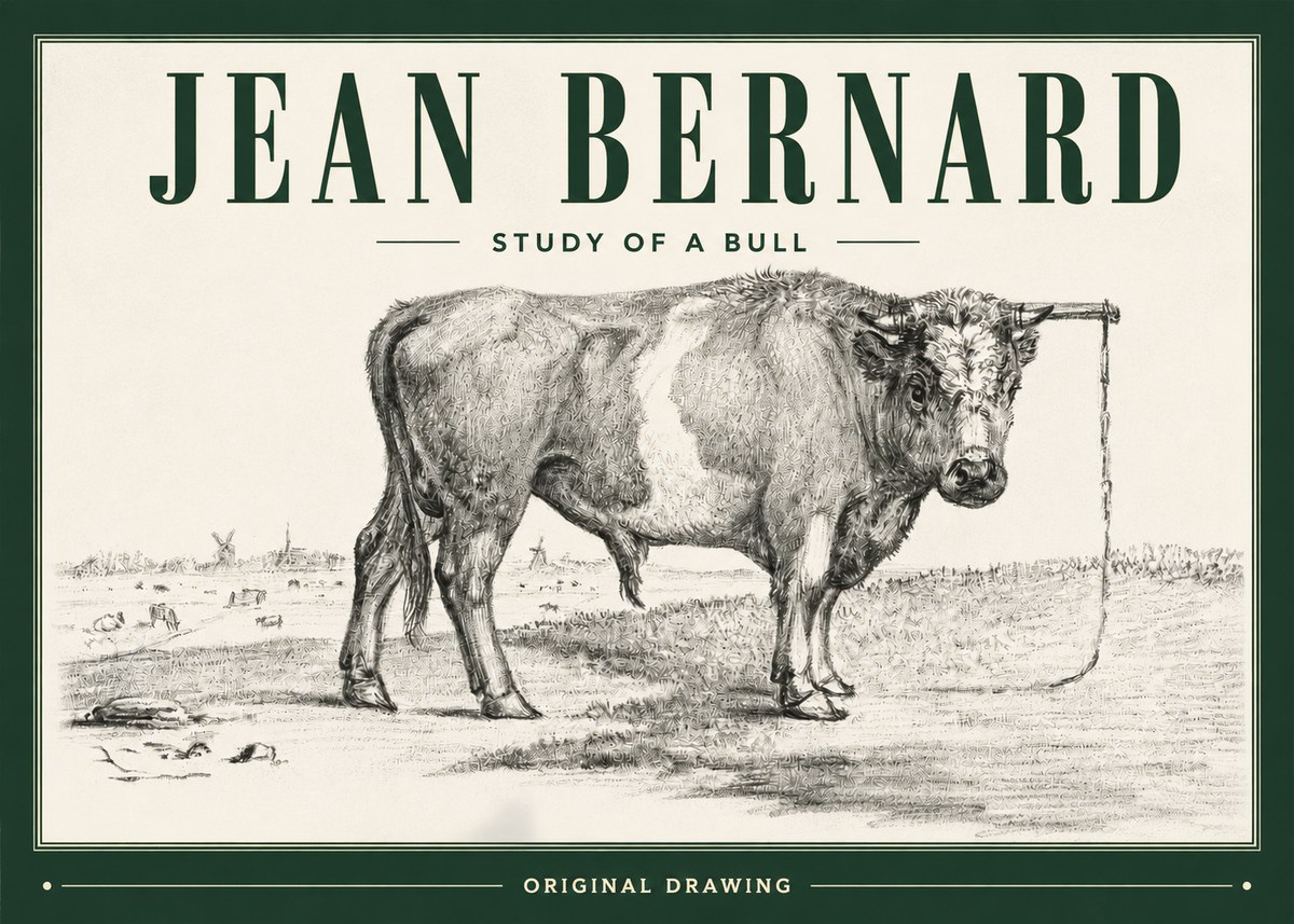 Jean Bernard Study of a Bull III No3 - Juliste