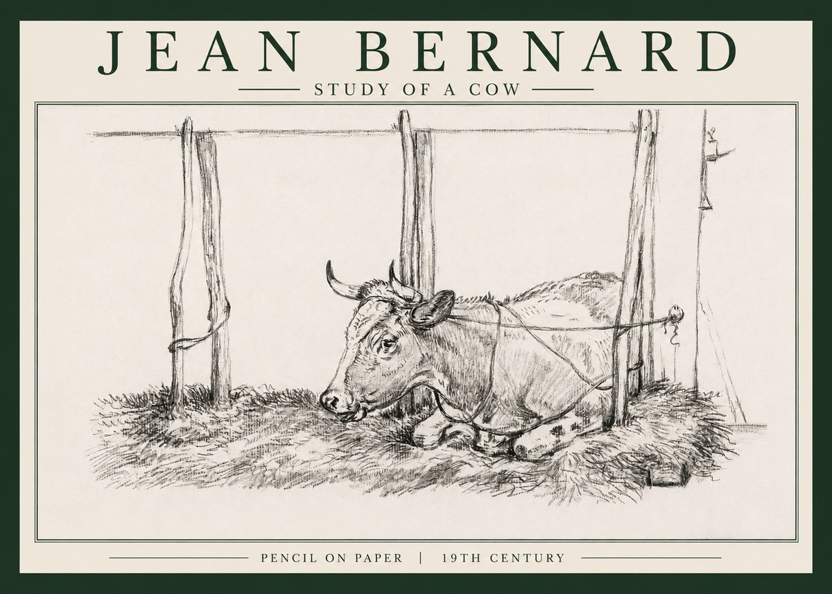 Jean Bernard A Resting Cow No4 - Juliste