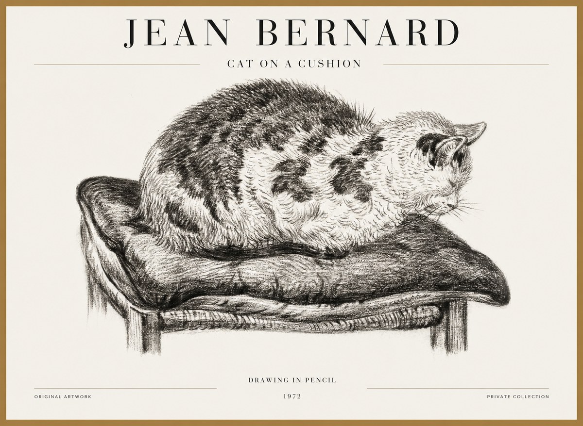 Jean Bernard Cat on a Cushion No5 - Juliste