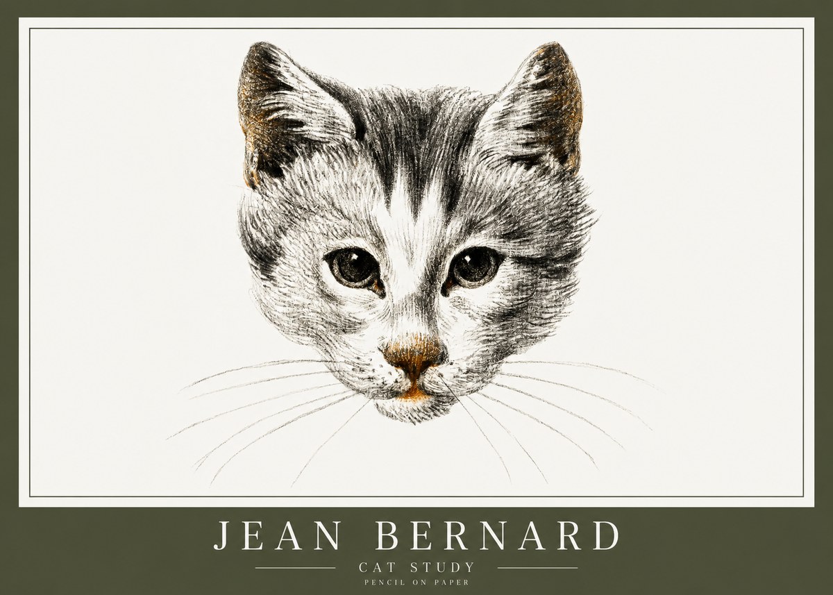 Jean Bernard Cat Study IX No1 - Juliste