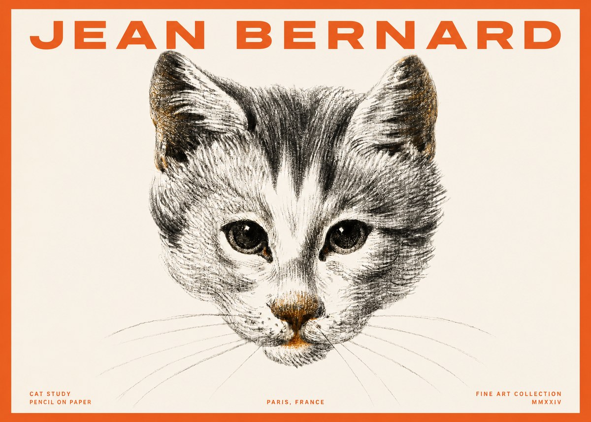 Jean Bernard Cat Study IX No2 - Juliste