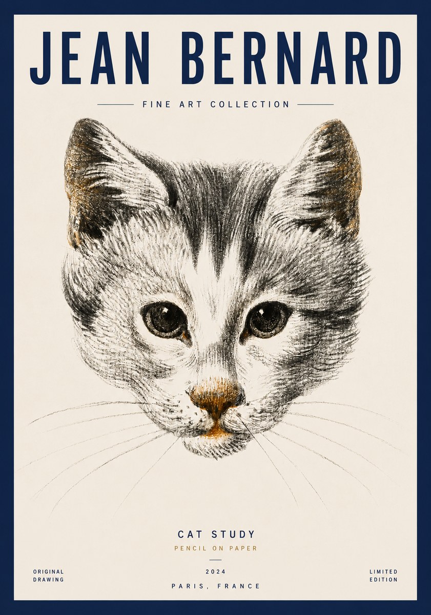 Jean Bernard Cat Study IX No3 - Juliste