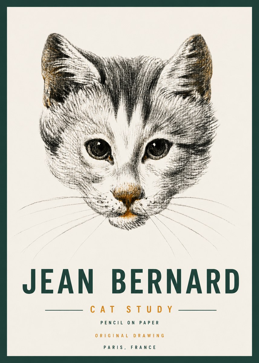 Jean Bernard Cat Study IX No4 - Juliste