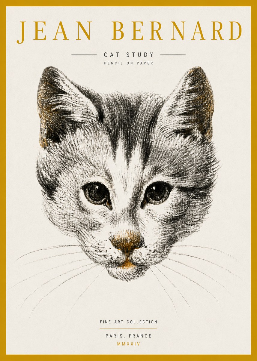 Jean Bernard Cat Study IX No5 - Juliste