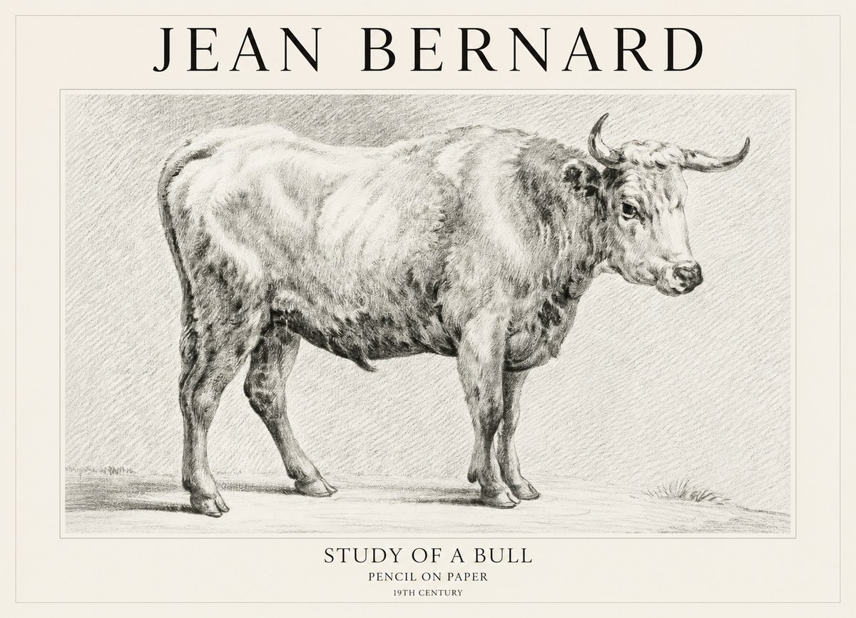 Jean Bernard Study of a Bull IV No1 - Juliste