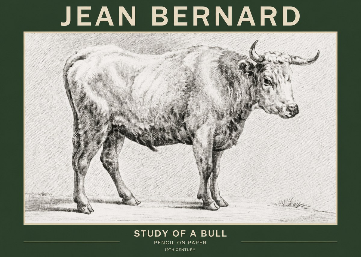 Jean Bernard Study of a Bull IV No2 - Juliste