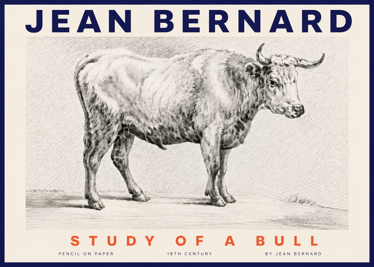 Jean Bernard Study of a Bull IV No4 - Juliste