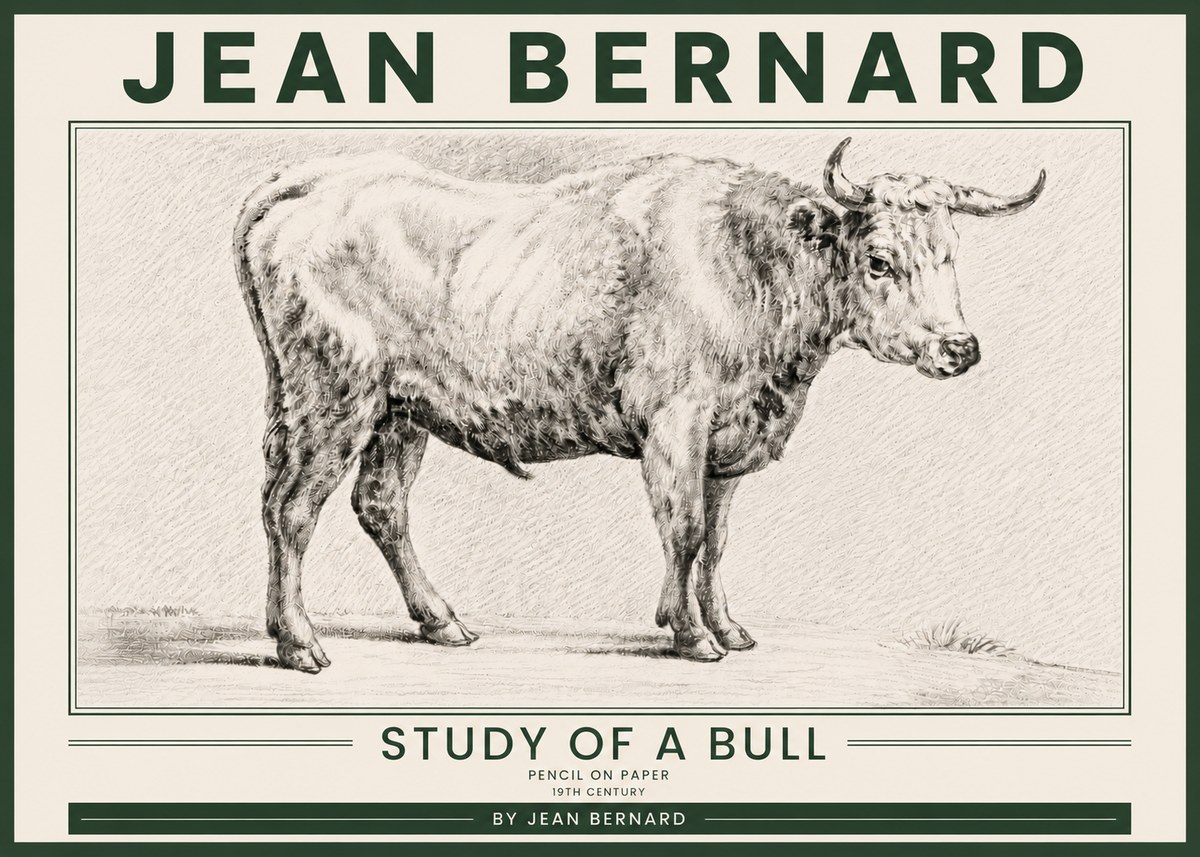 Jean Bernard Study of a Bull IV No5 - Juliste