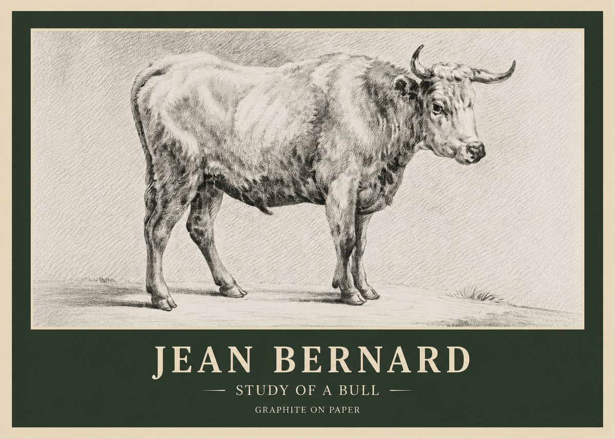 Jean Bernard Study of a Bull IV No6 - Juliste