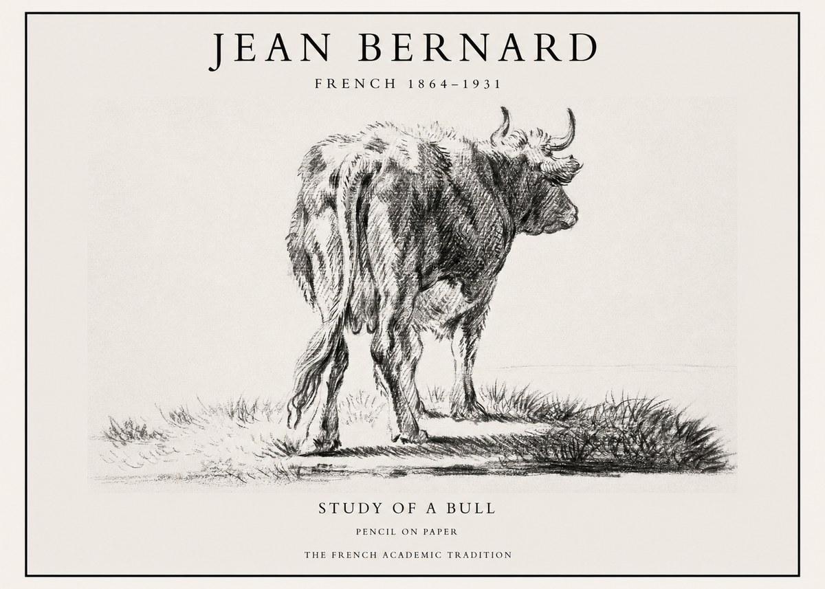 Jean Bernard Study of a Bull V No1 - Juliste