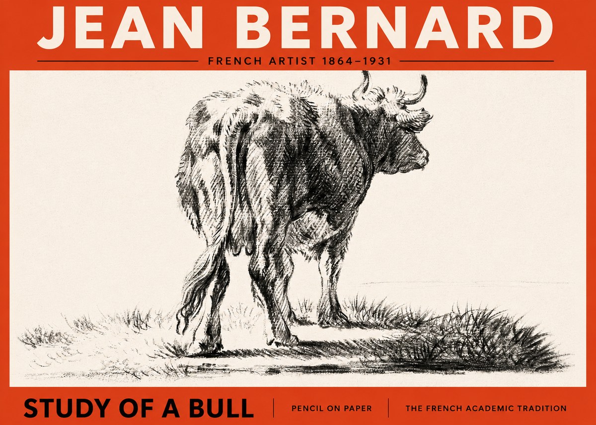 Jean Bernard Study of a Bull V No2 - Juliste