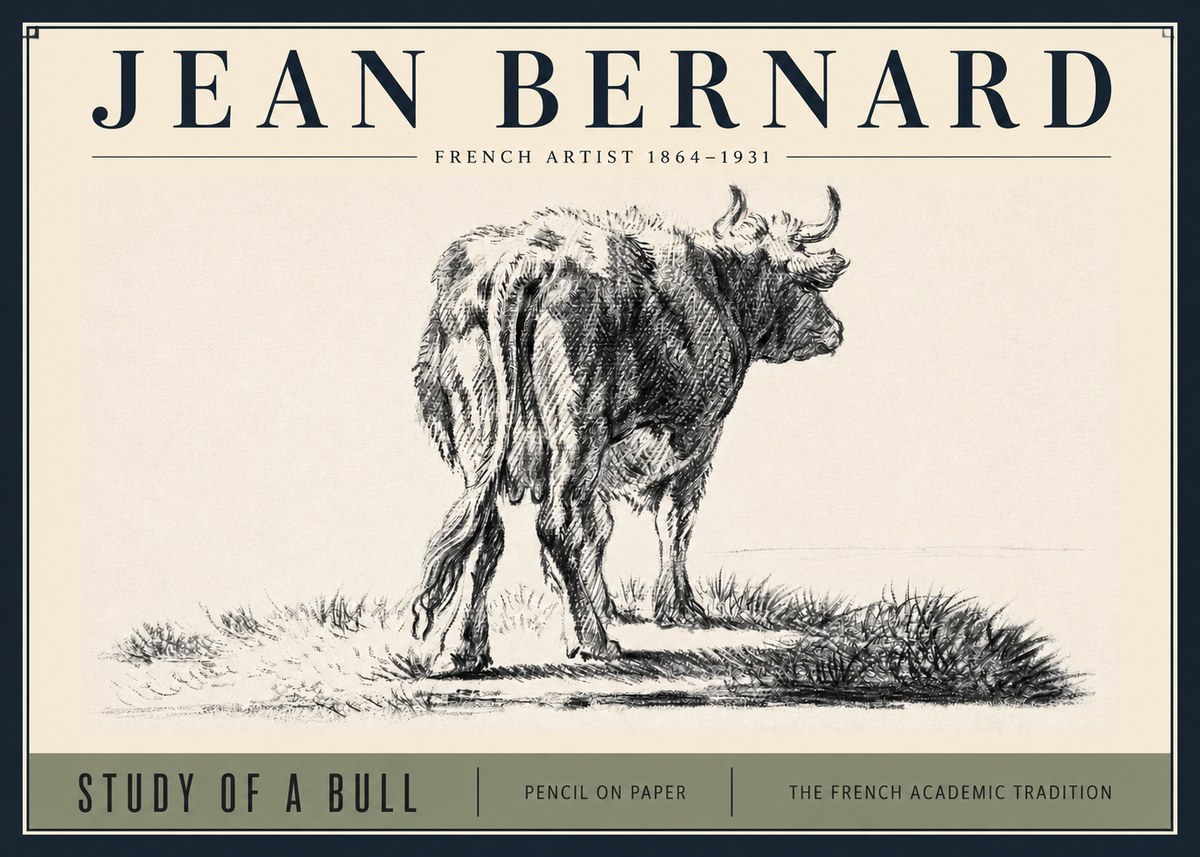 Jean Bernard Study of a Bull V No3 - Juliste