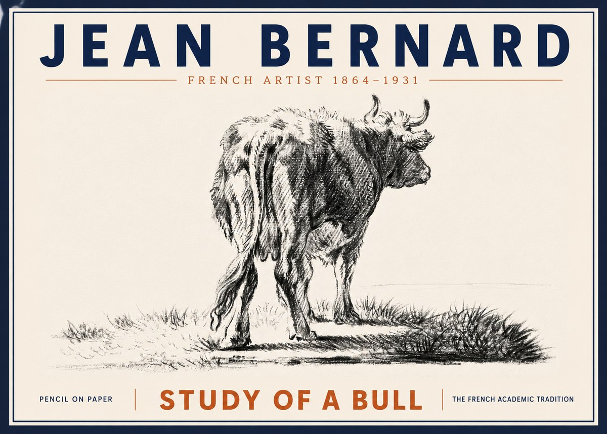 Jean Bernard Study of a Bull V No6 - Juliste