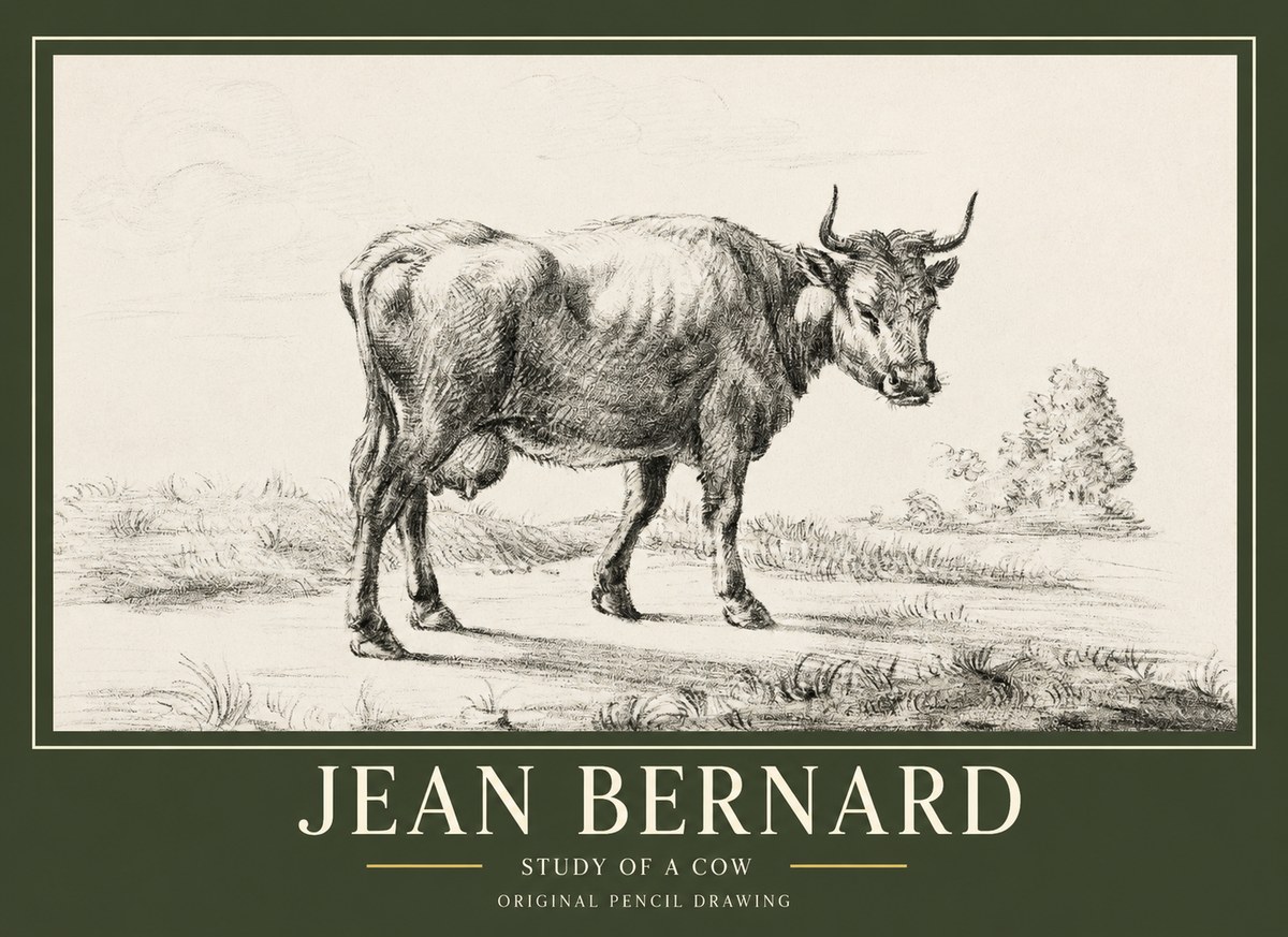 Jean Bernard Study of a Cow XII No1 - Juliste