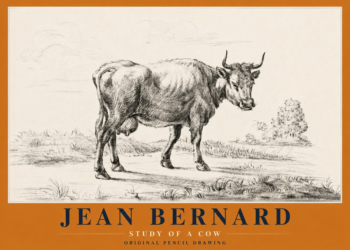 Jean Bernard Study of a Cow XII No2 - Juliste