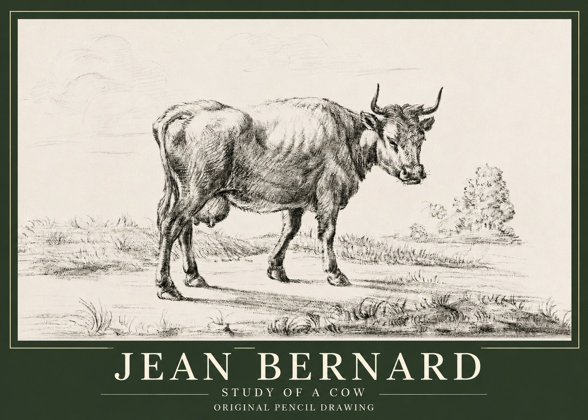 Jean Bernard Study of a Cow XII No3 - Juliste