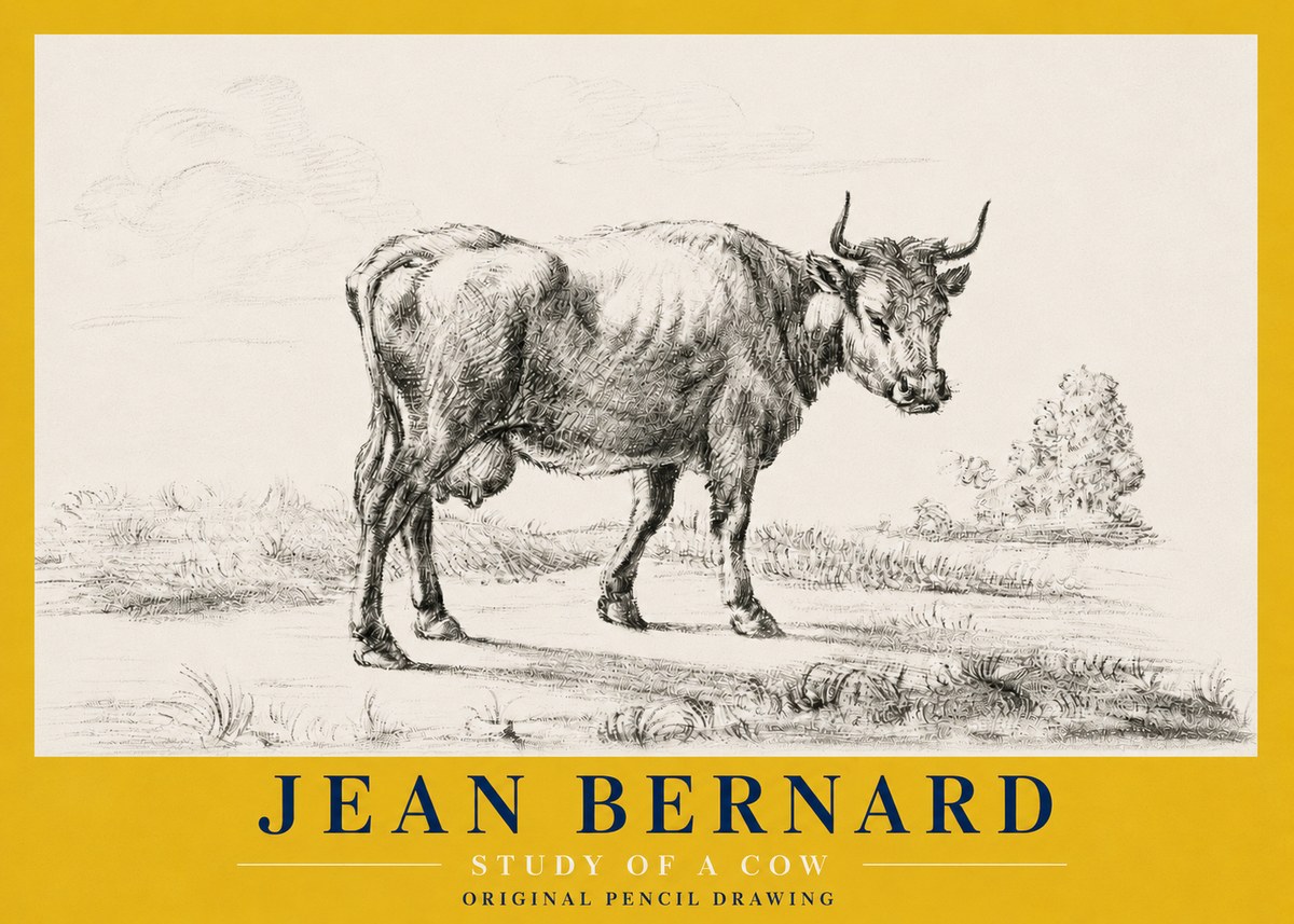 Jean Bernard Study of a Cow XII No4 - Juliste