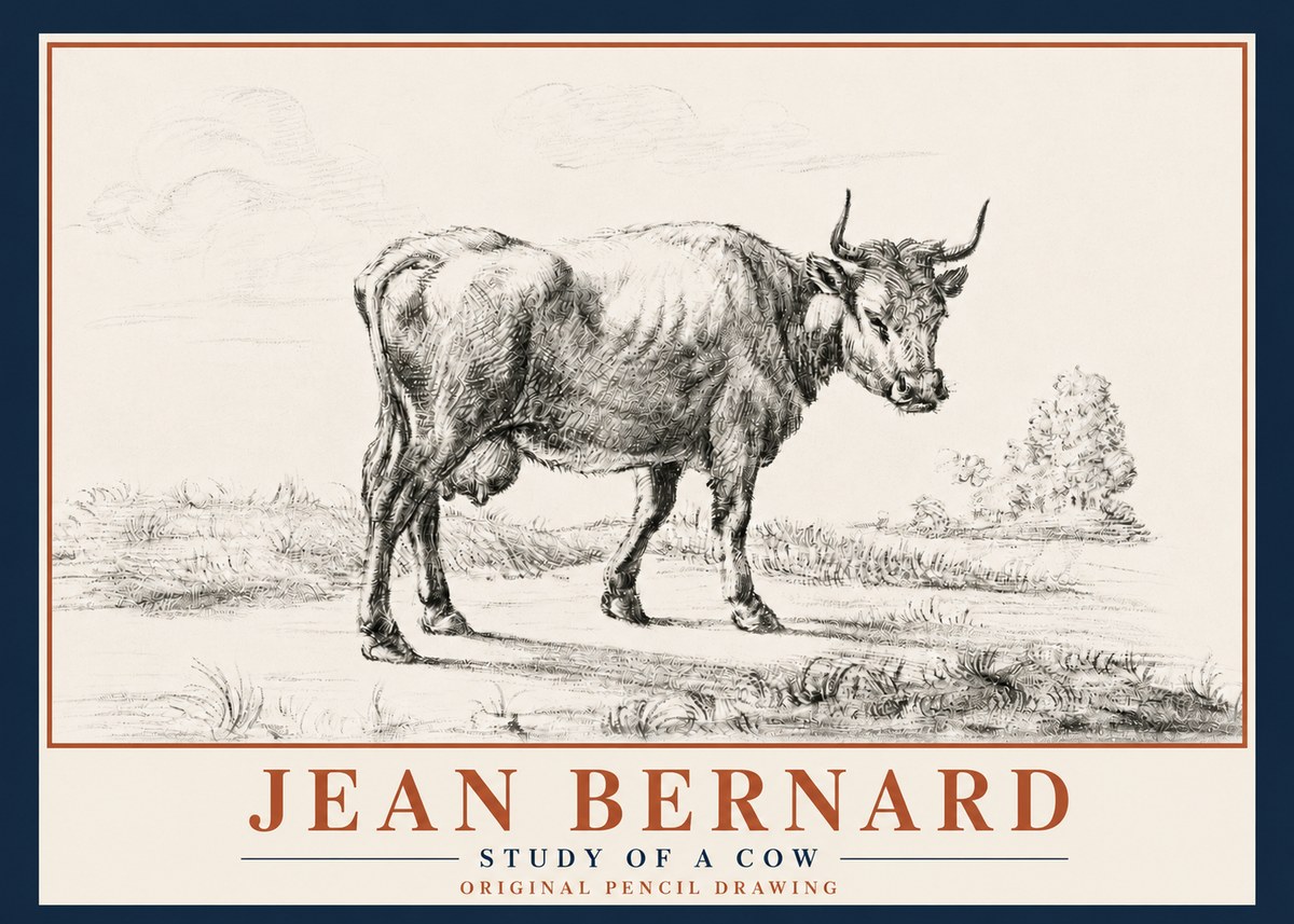 Jean Bernard Study of a Cow XII No5 - Juliste