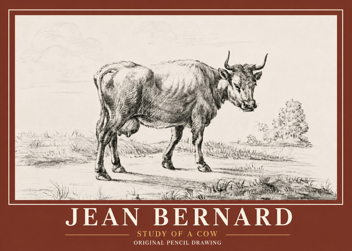 Jean Bernard Study of a Cow XII No6 - Juliste