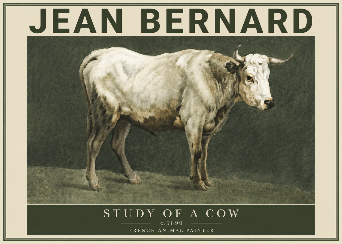 Jean Bernard Study of a Cow C. 1890 No4 - Juliste