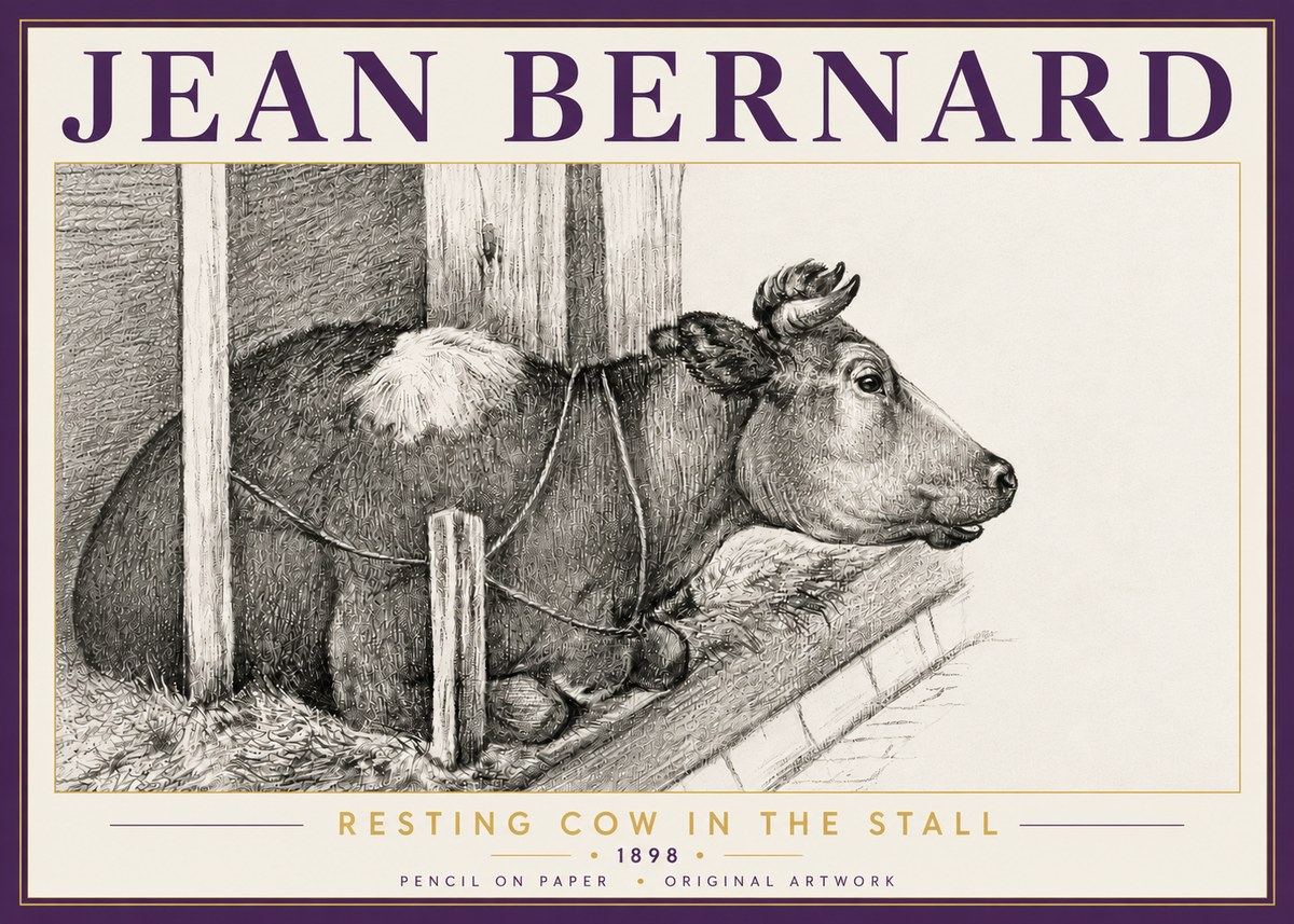 Jean Bernard Resting Cow in the Stall II No5 - Juliste