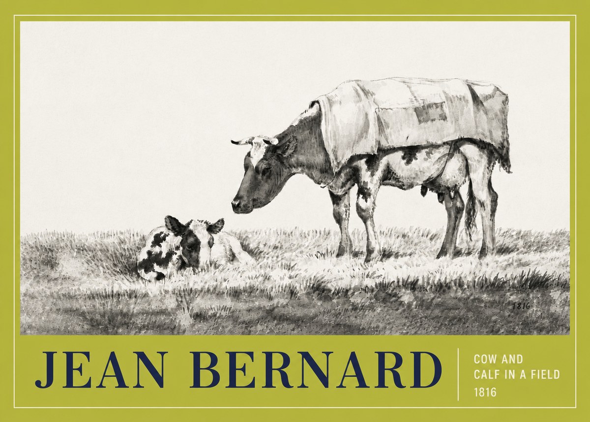 Jean Bernard Cow and Calf in a Field No4 - Juliste