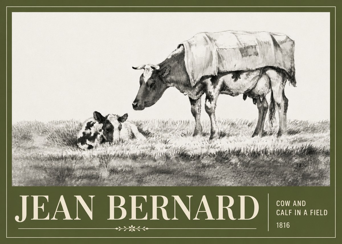 Jean Bernard Cow and Calf in a Field No6 - Juliste