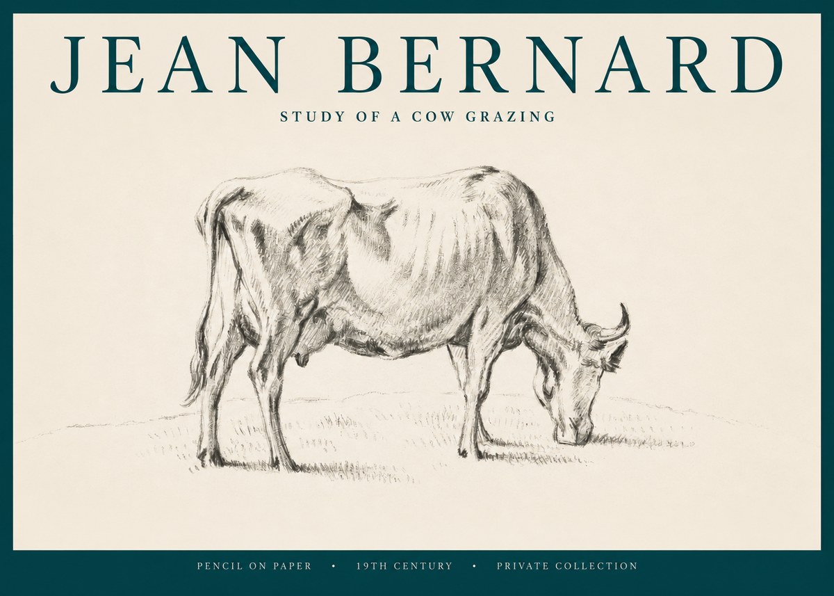 Jean Bernard Study of a Cow Grazing I No2 - Juliste