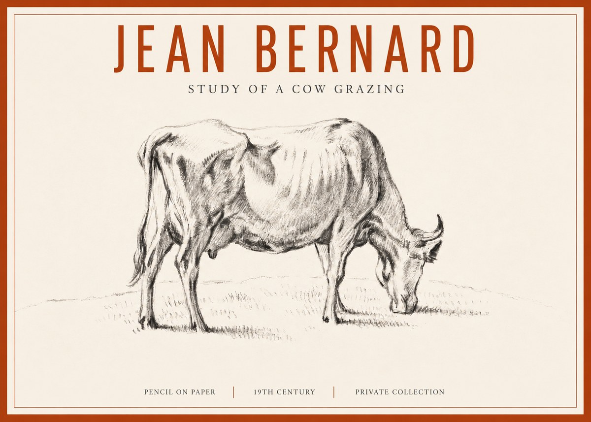 Jean Bernard Study of a Cow Grazing I No3 - Juliste