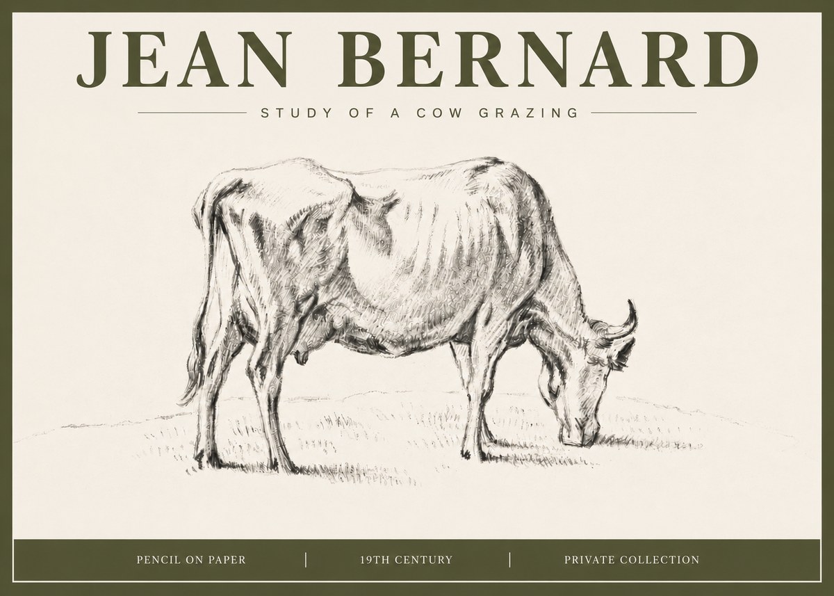 Jean Bernard Study of a Cow Grazing I No4 - Juliste