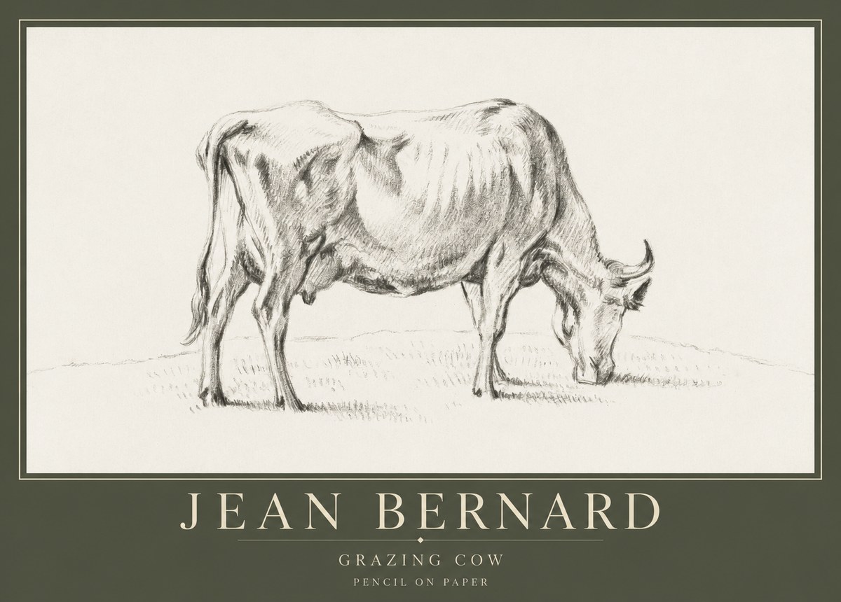 Jean Bernard Study of a Cow Grazing I No5 - Juliste