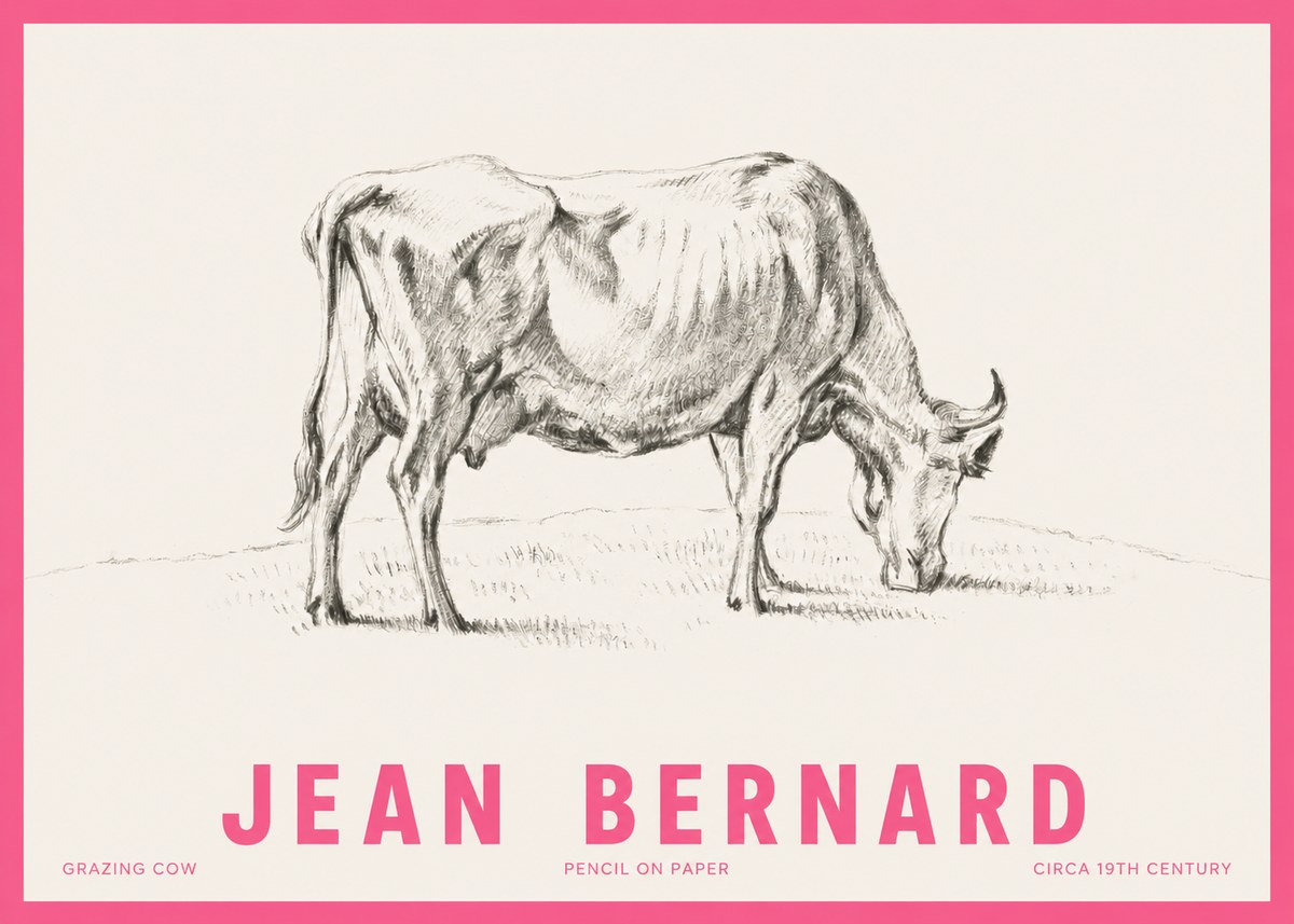 Jean Bernard Study of a Cow Grazing I No6 - Juliste