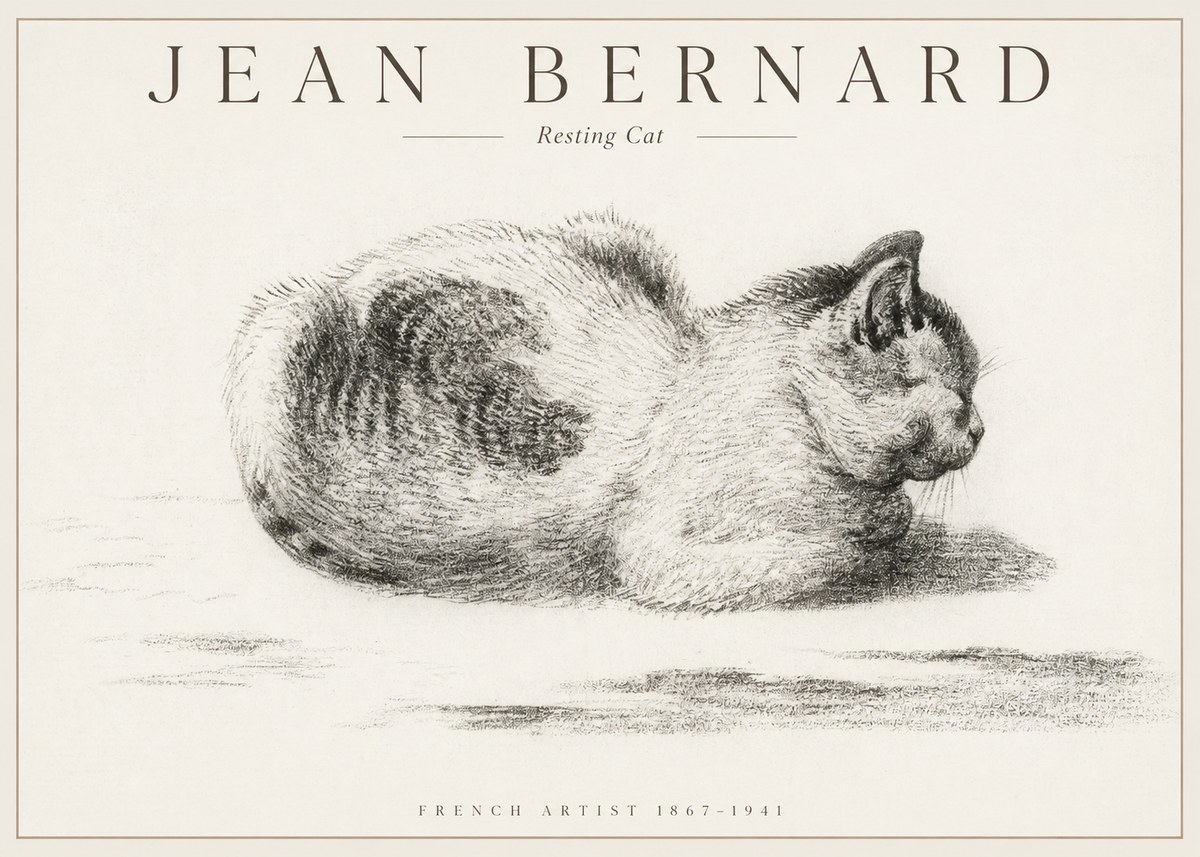 Jean Bernard Resting Cat No1 - Juliste
