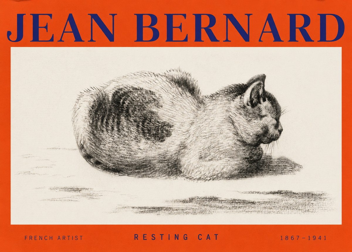Jean Bernard Resting Cat No2 - Juliste