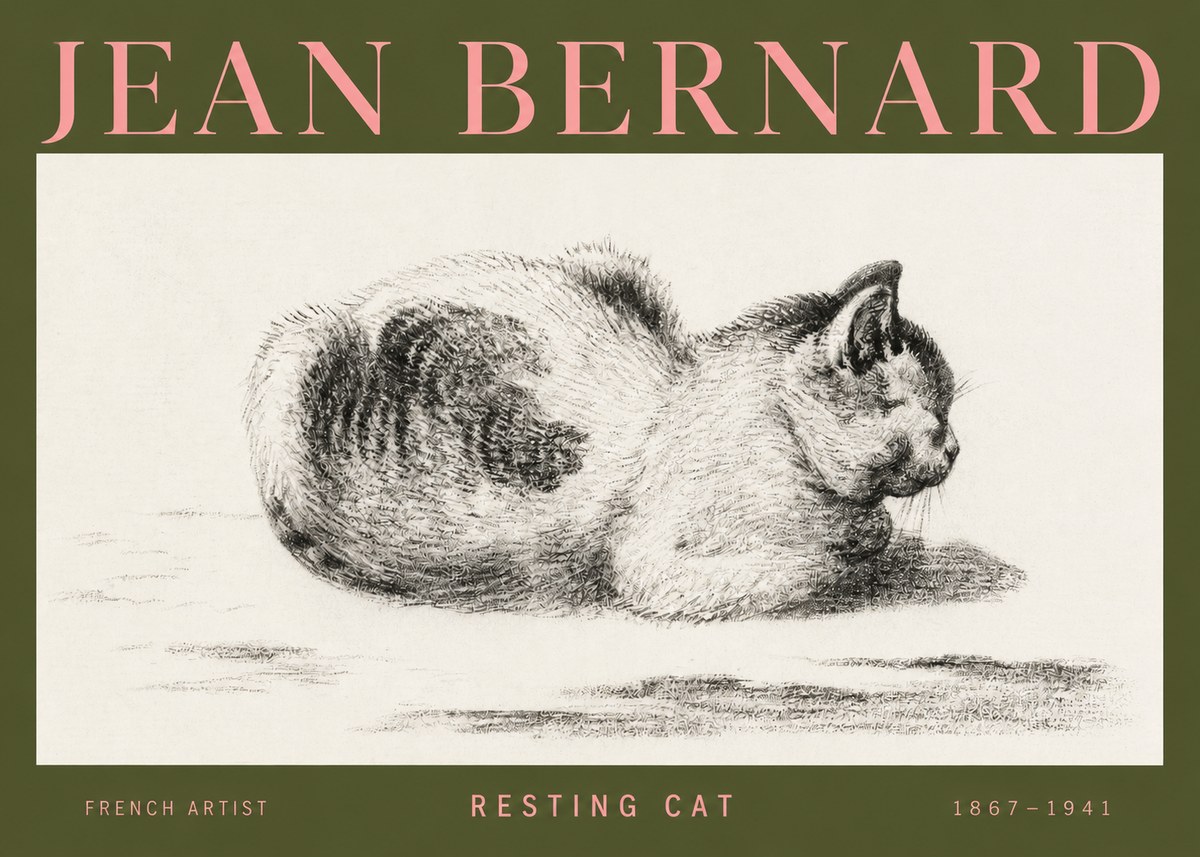 Jean Bernard Resting Cat No3 - Juliste