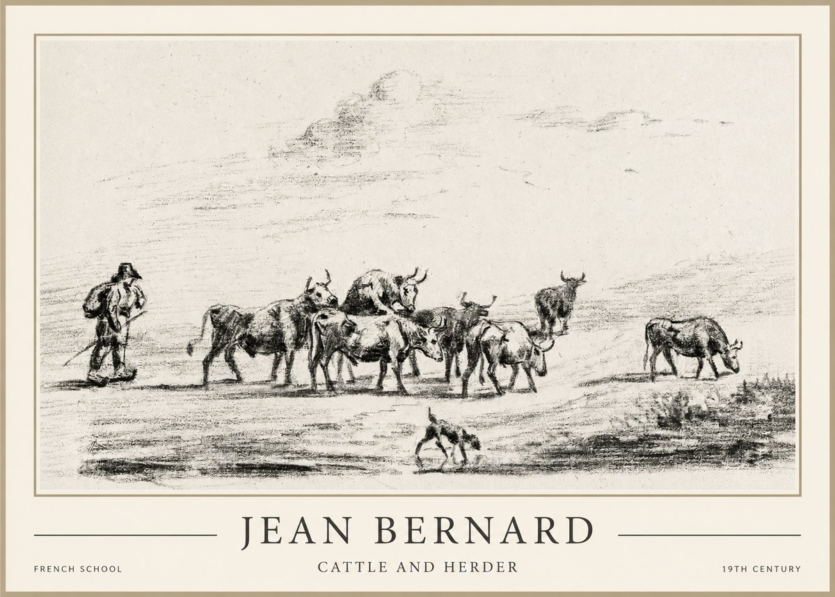 Jean Bernard Cattle and Herder No1 - Juliste