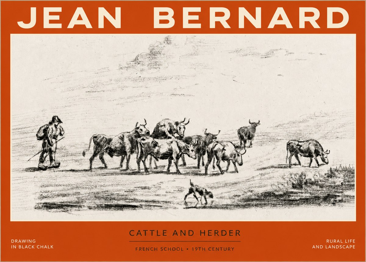 Jean Bernard Cattle and Herder No2 - Juliste