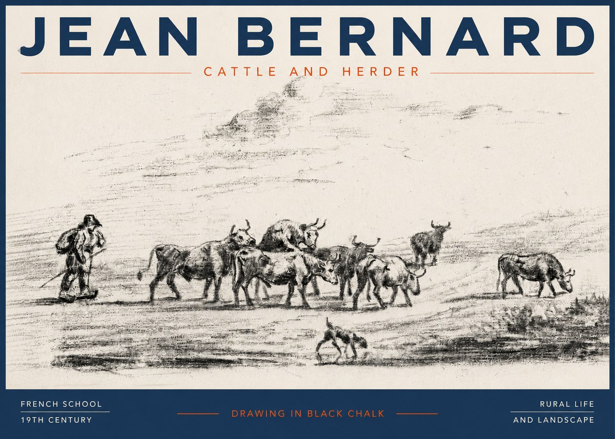 Jean Bernard Cattle and Herder No3 - Juliste