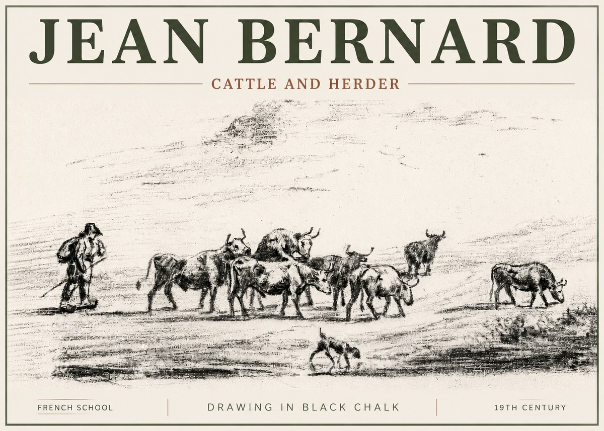 Jean Bernard Cattle and Herder No4 - Juliste