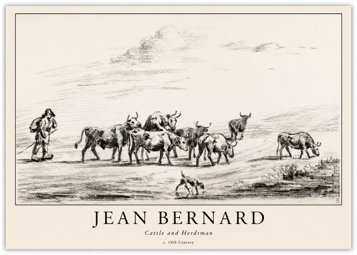 Jean Bernard Cattle and Herder No6 - Juliste