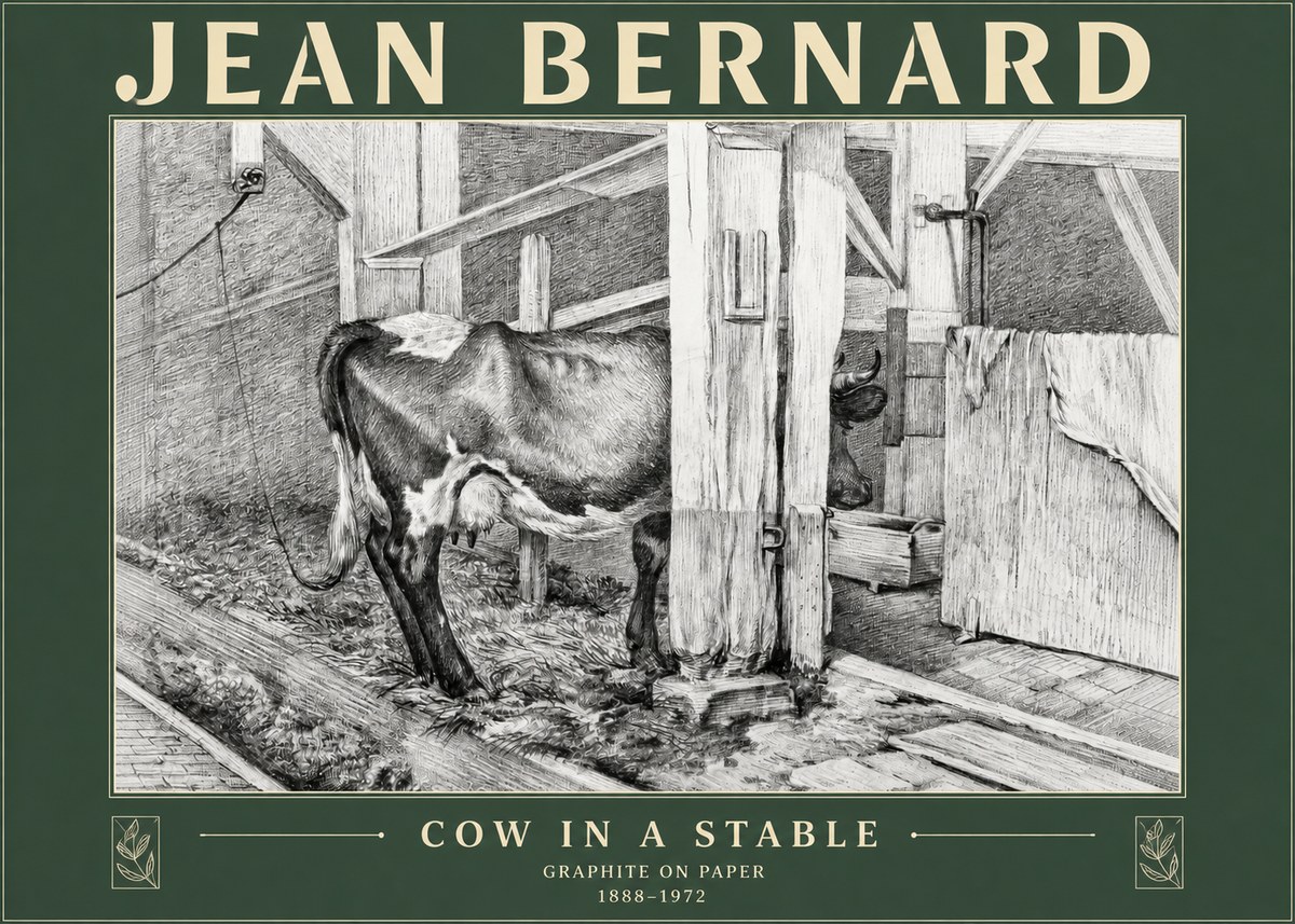 Jean Bernard Cow in a Stable No3 - Juliste