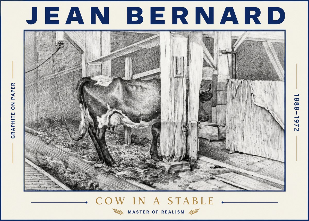 Jean Bernard Cow in a Stable No4 - Juliste