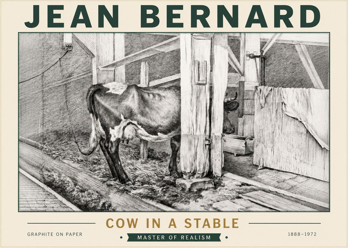 Jean Bernard Cow in a Stable No5 - Juliste