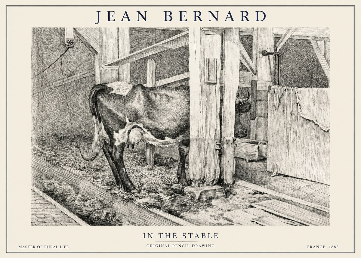 Jean Bernard Cow in a Stable No6 - Juliste