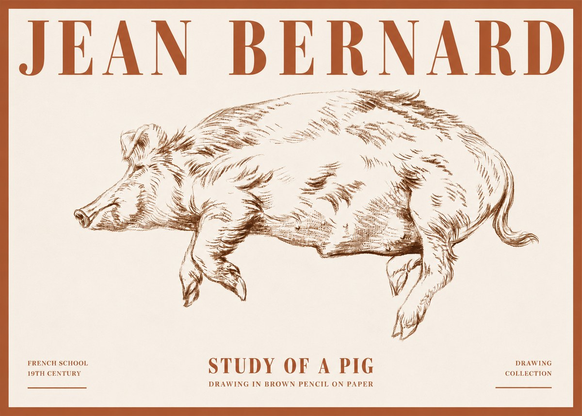Jean Bernard Study of a Pig II No4 - Juliste