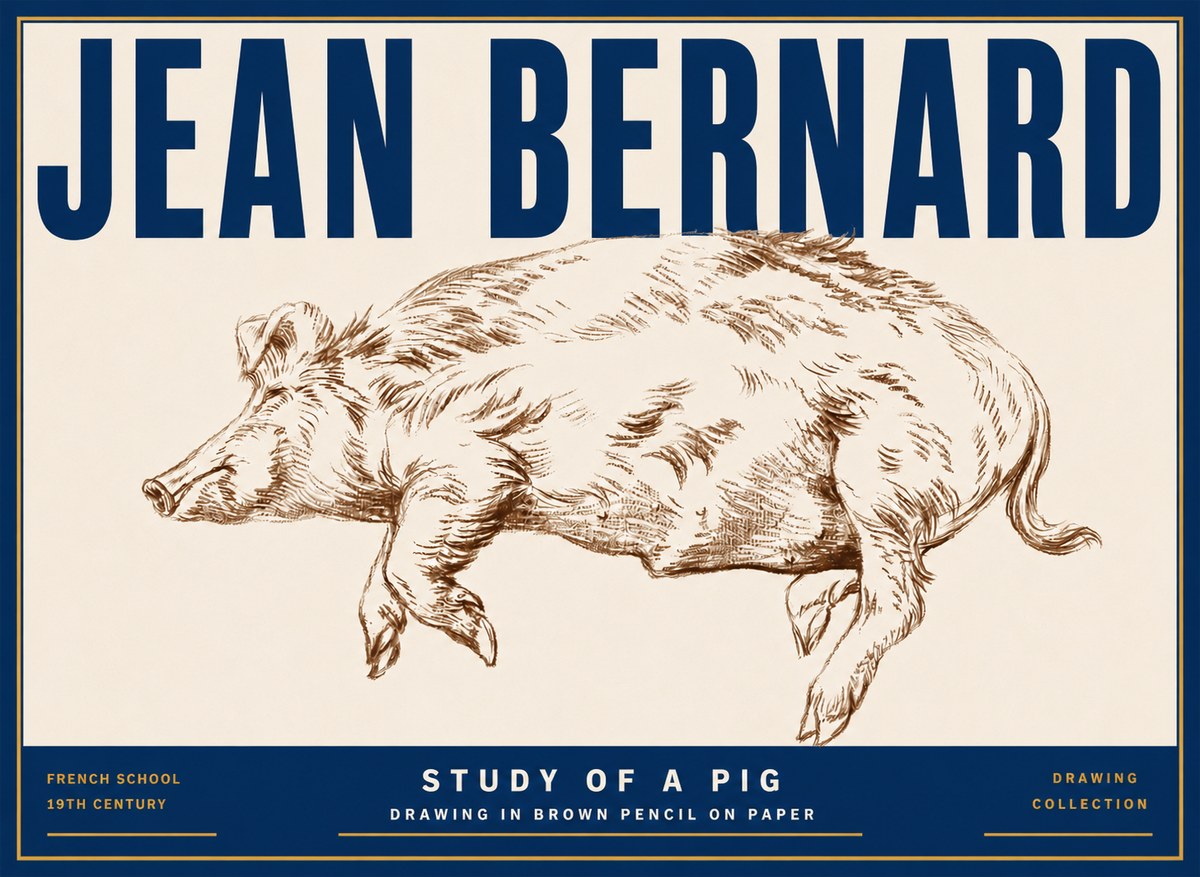 Jean Bernard Study of a Pig II No5 - Juliste