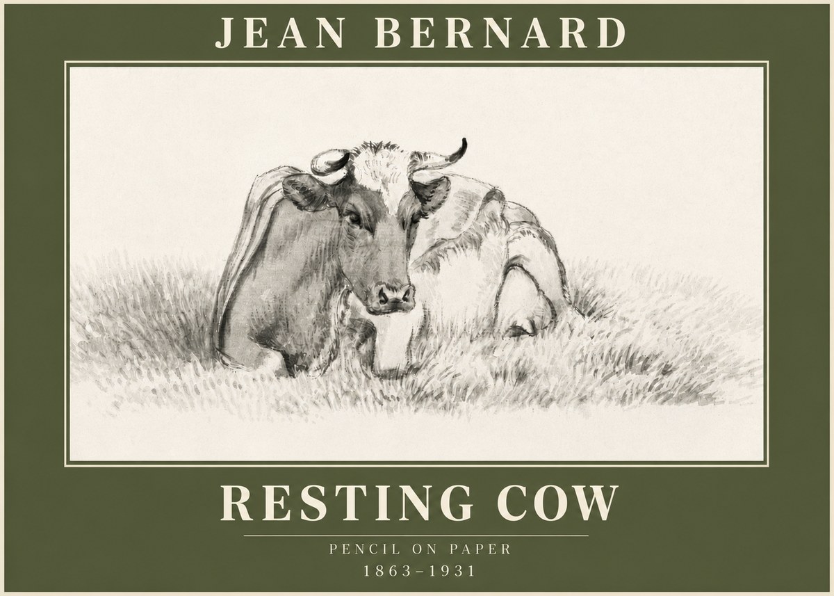 Jean Bernard Resting Cow IV No3 - Juliste